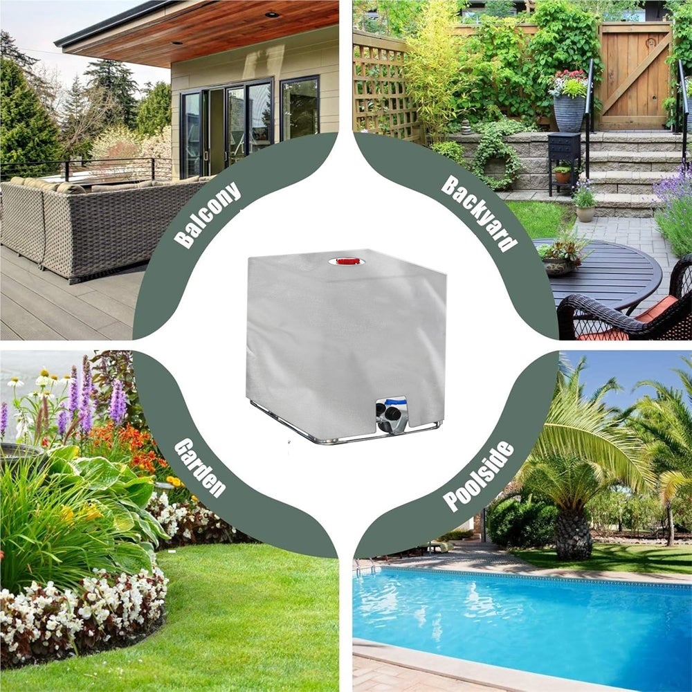 Bache de Réservoir d'eau Couvercle, Anti-UV Anti-Poussière Bache de Housse Protection,Bache pour Cuve 1000L IBC, Bouchon Cuve a Eau Bâche, Housse Cuve - 12