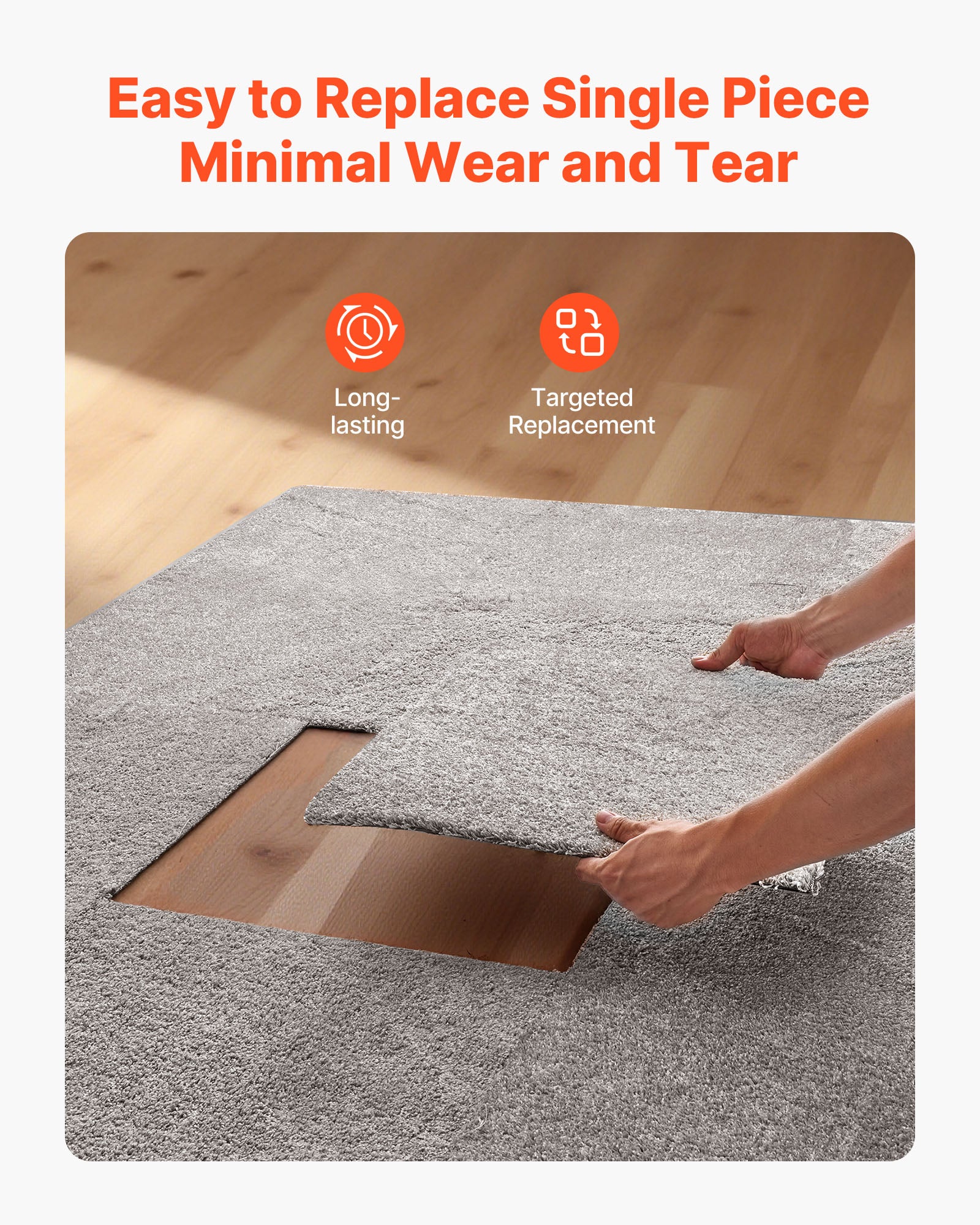 Losetas de moqueta autoadhesivas cuadradas VEVOR 45,7 x 45,7 cm, 10 unidades, para salón y dormitorio, cobertura sin costuras, 2 m², 12 mm de grosor - 6