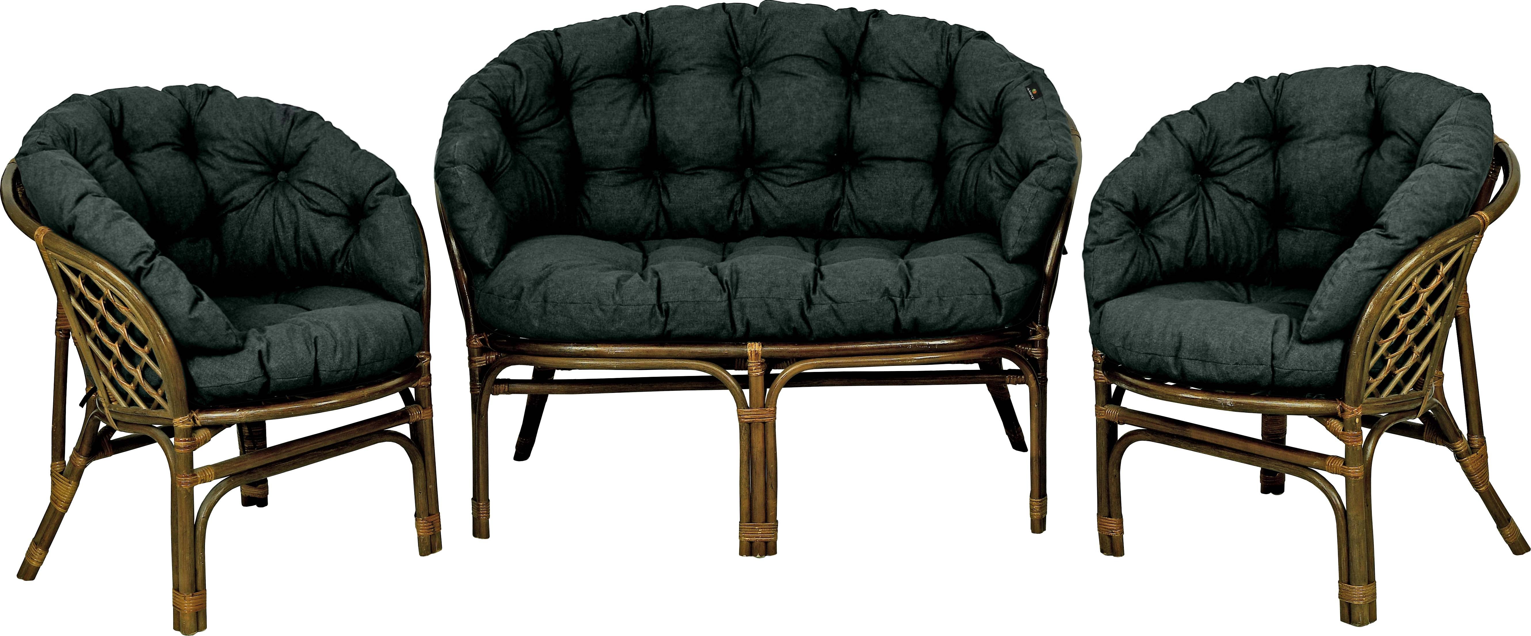 Poduszki na meble rattanowe wiklinowe AMPO komplet ciemny szary wodoodporna 1 szt.