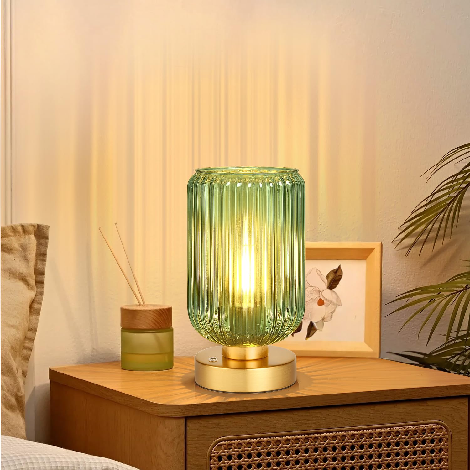 Lampa stołowa Lampka nocna LED dotykowa ściemniana,7500mAh szklana lampa stołowa z funkcją ładowania dekoracyjna do sypialni (Żarówka w zestawie) - 9