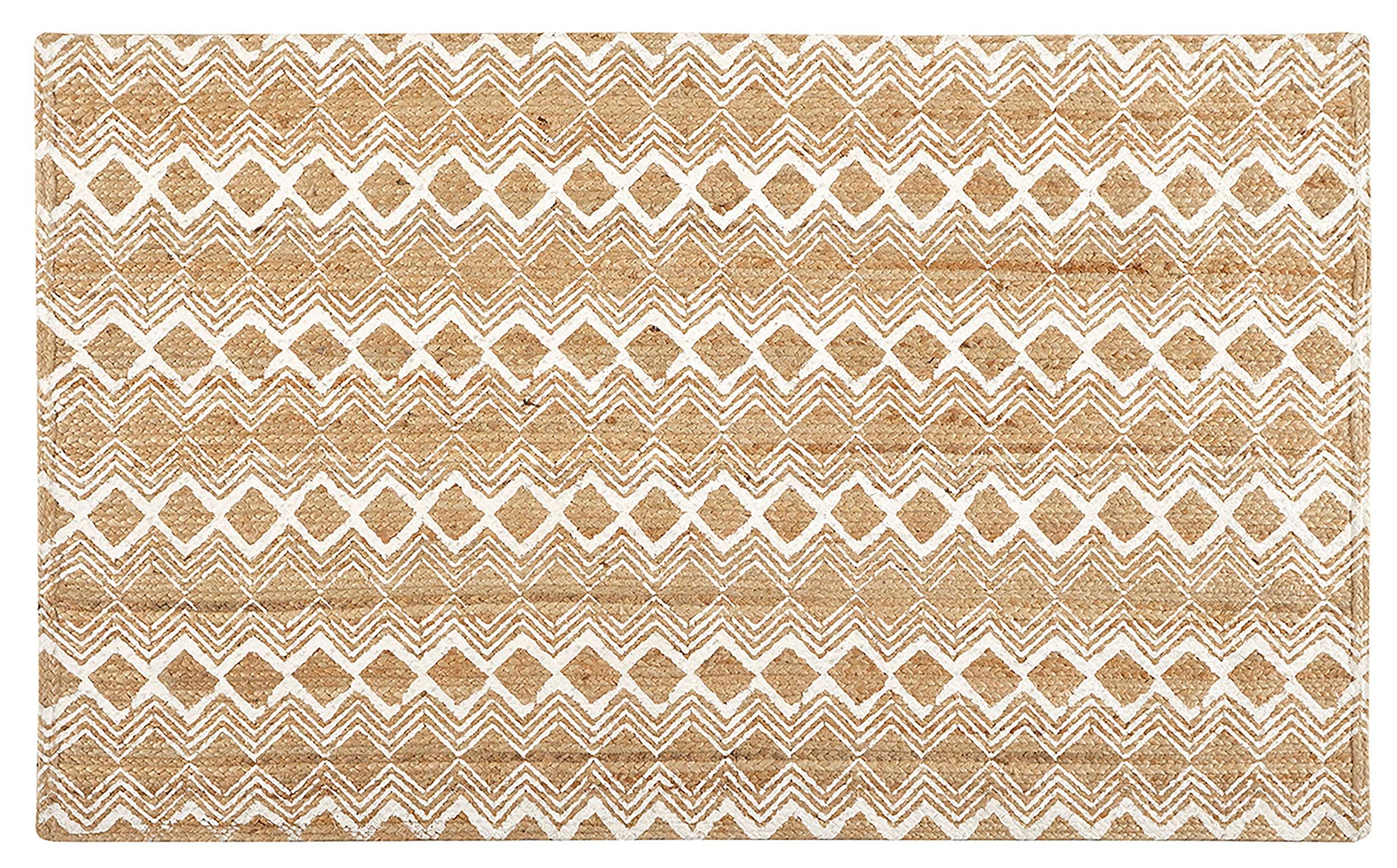 Dywan z naturalnej juty z nadrukiem BLANCO 90x150 cm – Ręcznie wykonany, elegancki i trwały