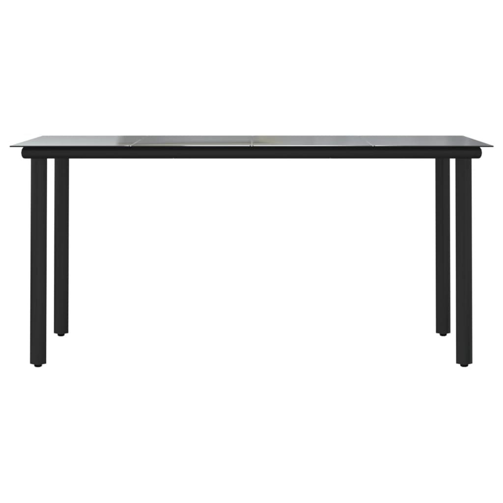 Mesa comedor jardín，Mesa para exteriores，Mesa de patio acero y vidrio templado negro 160x80x74 cm CFW86473 - 3