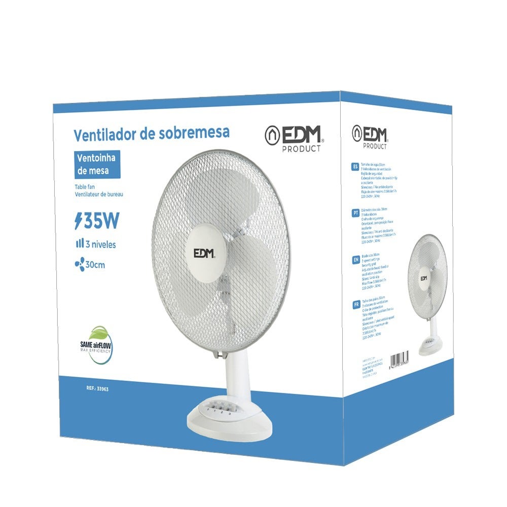 Ventilatore da tavolo bianco 35W Pale 30 cm - EDM - 6