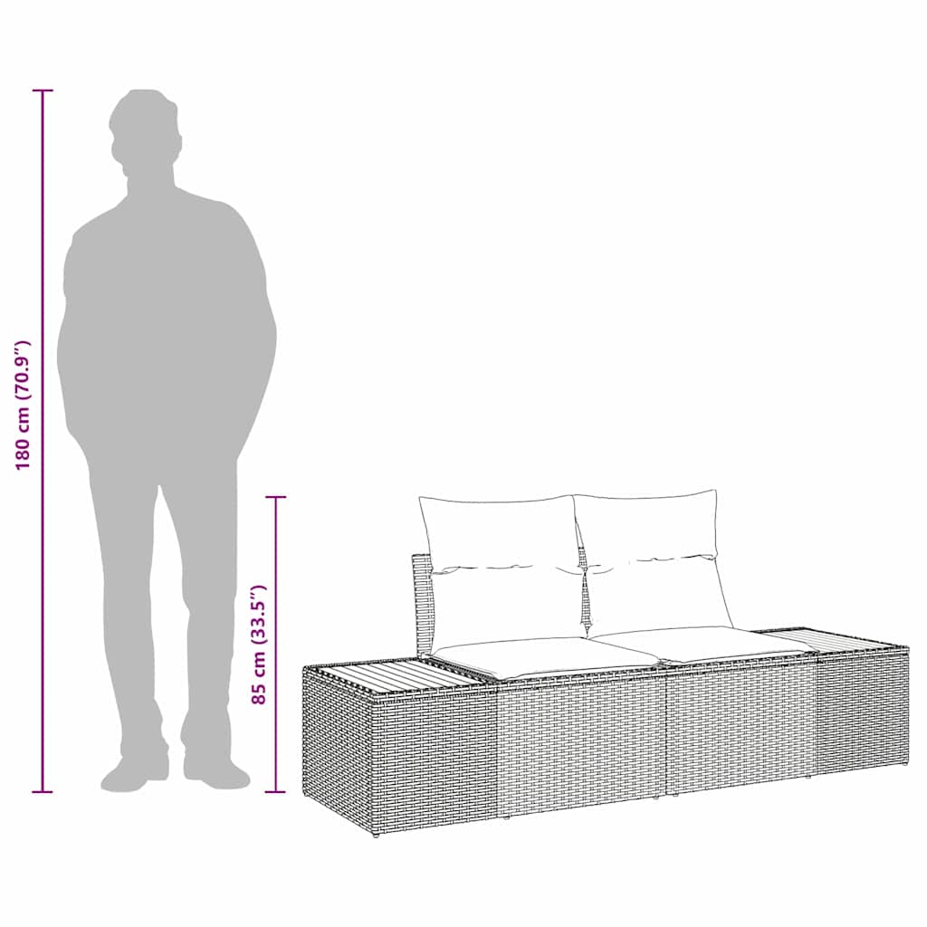 Salon bas de jardin en polyrattan Noir 2 personnes - 9