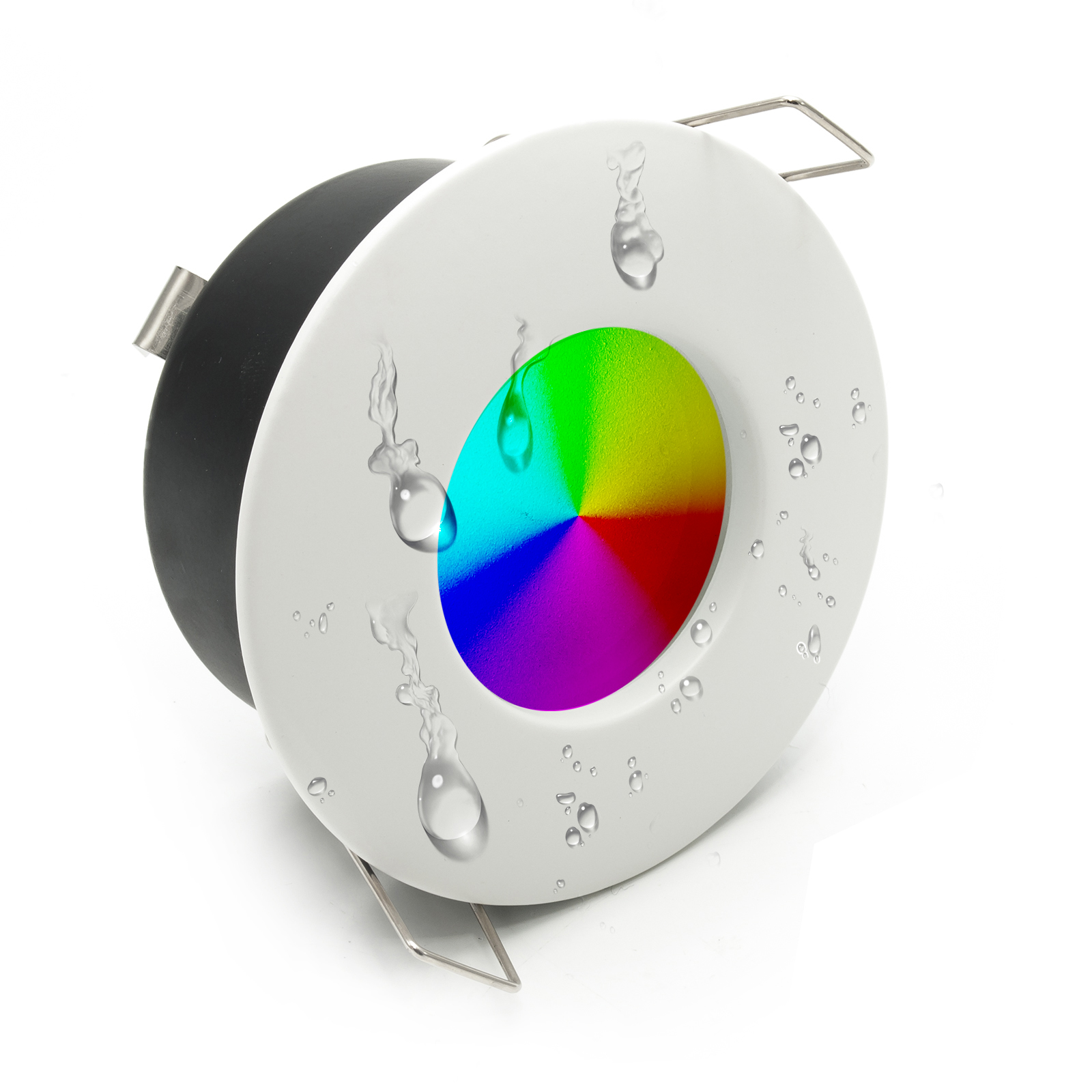 Planetitaly Spot LED Lumière Colorée Douche 10 W Bain Turc Chromothérapie IP65 GU10 RGB 230 V (argent Brossé