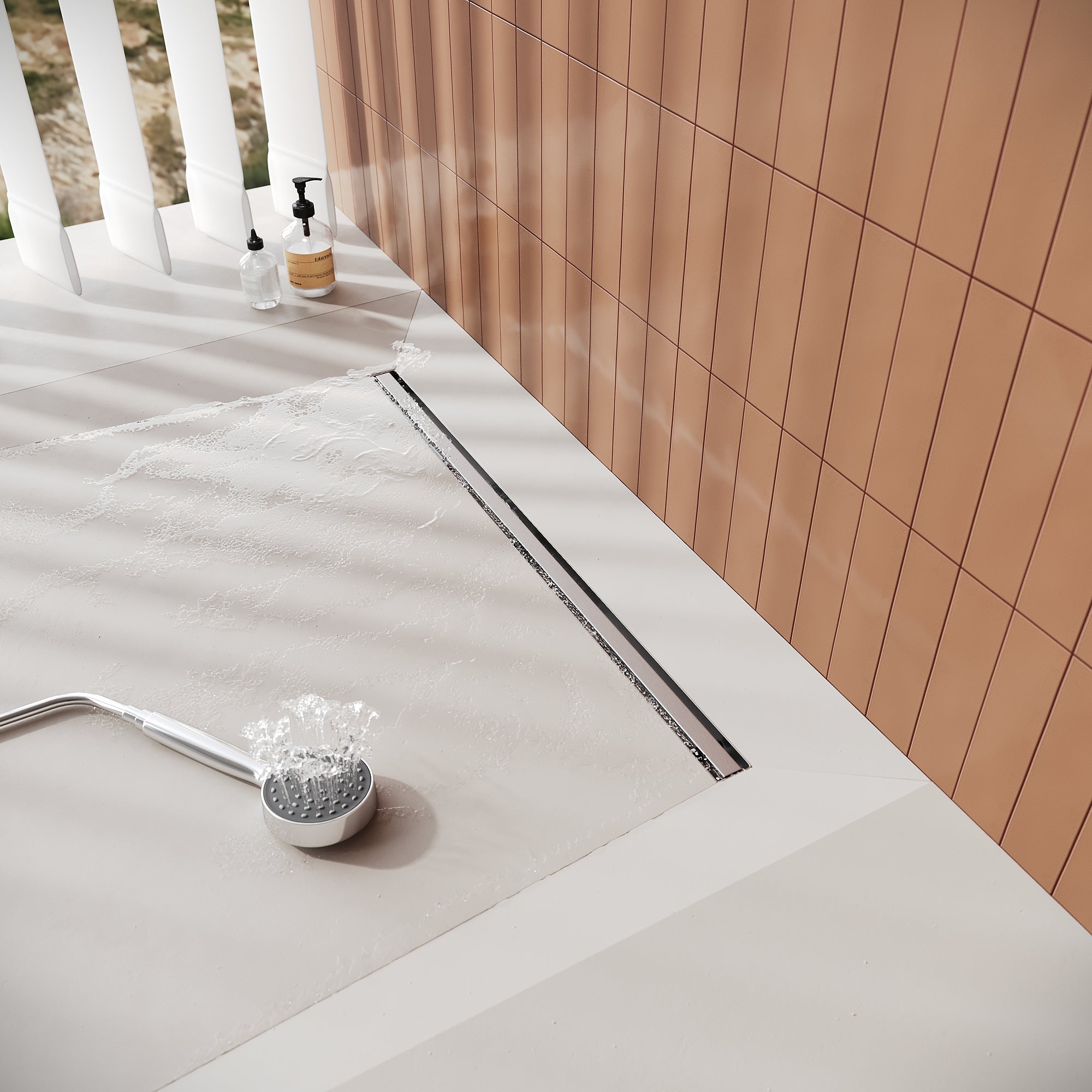 80 cm modèle Vagues - Caniveau de Douche Italienne Inox