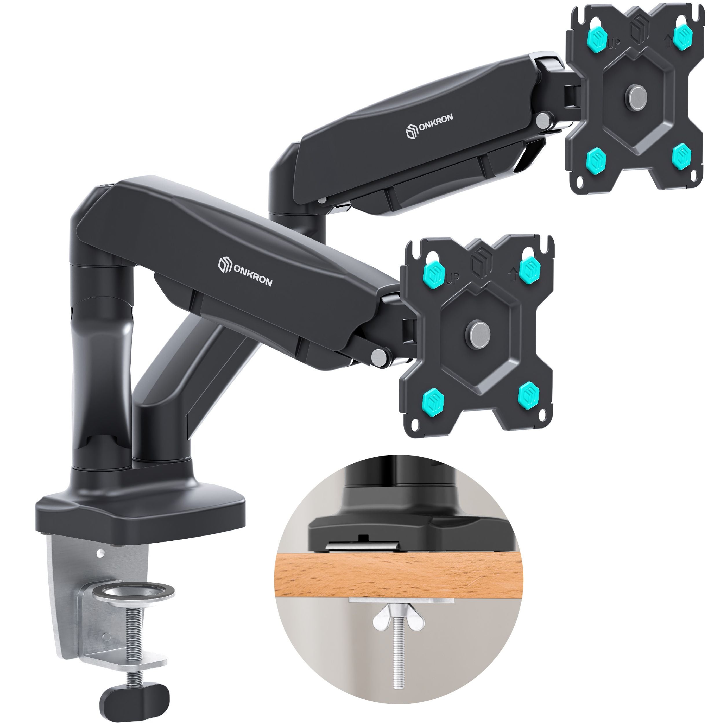Supporto Doppio Braccio Per Monitor Invision | 22-32 Pollici | Morsetto Scrivania | Ergonomico