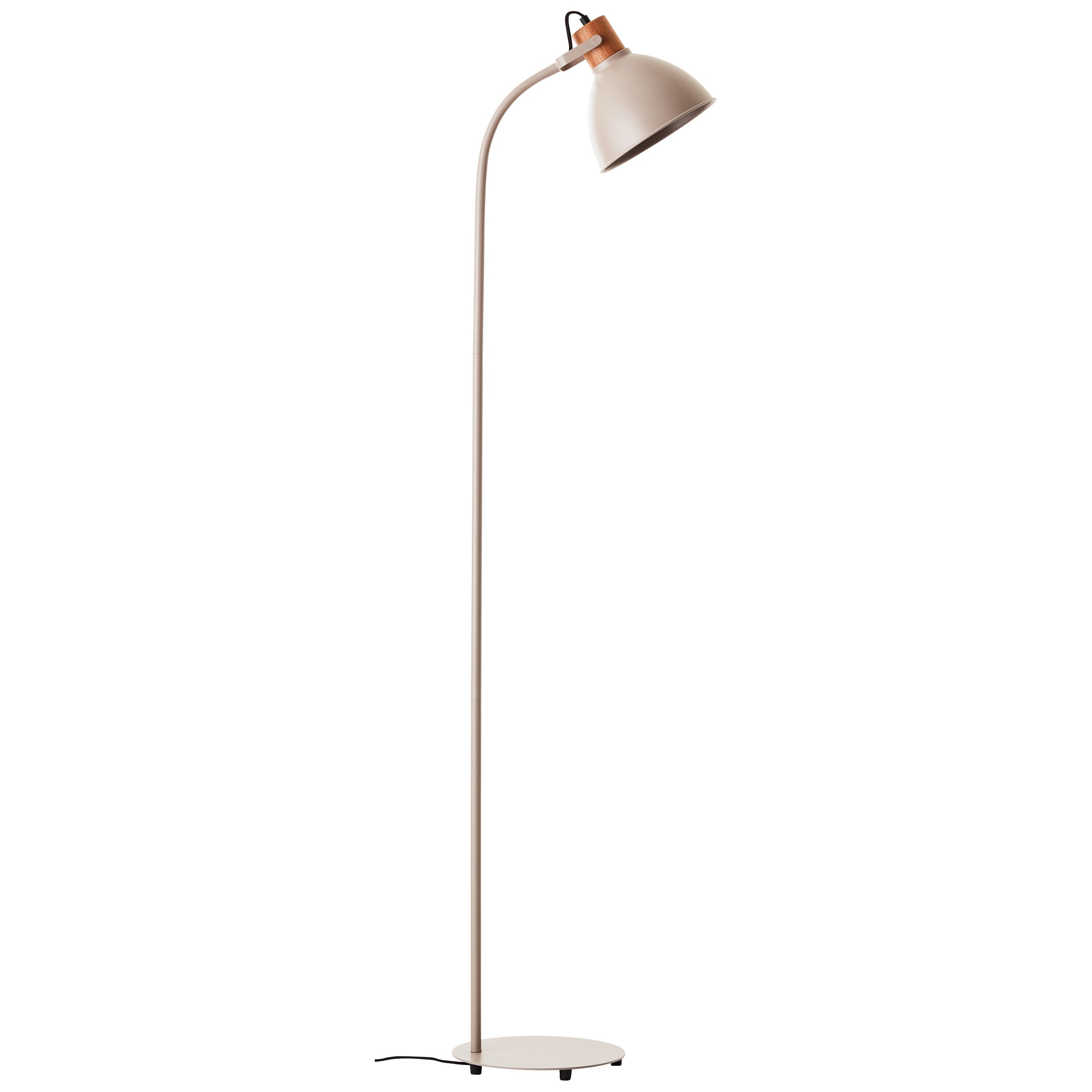 Brilliant Lampa podłogowa Erena 1.5m taupe metal/drewno włącznik nożny 1x A60, E27, 40 W, pasuje do zwykłej żarówki (brak w zestawie) - 2