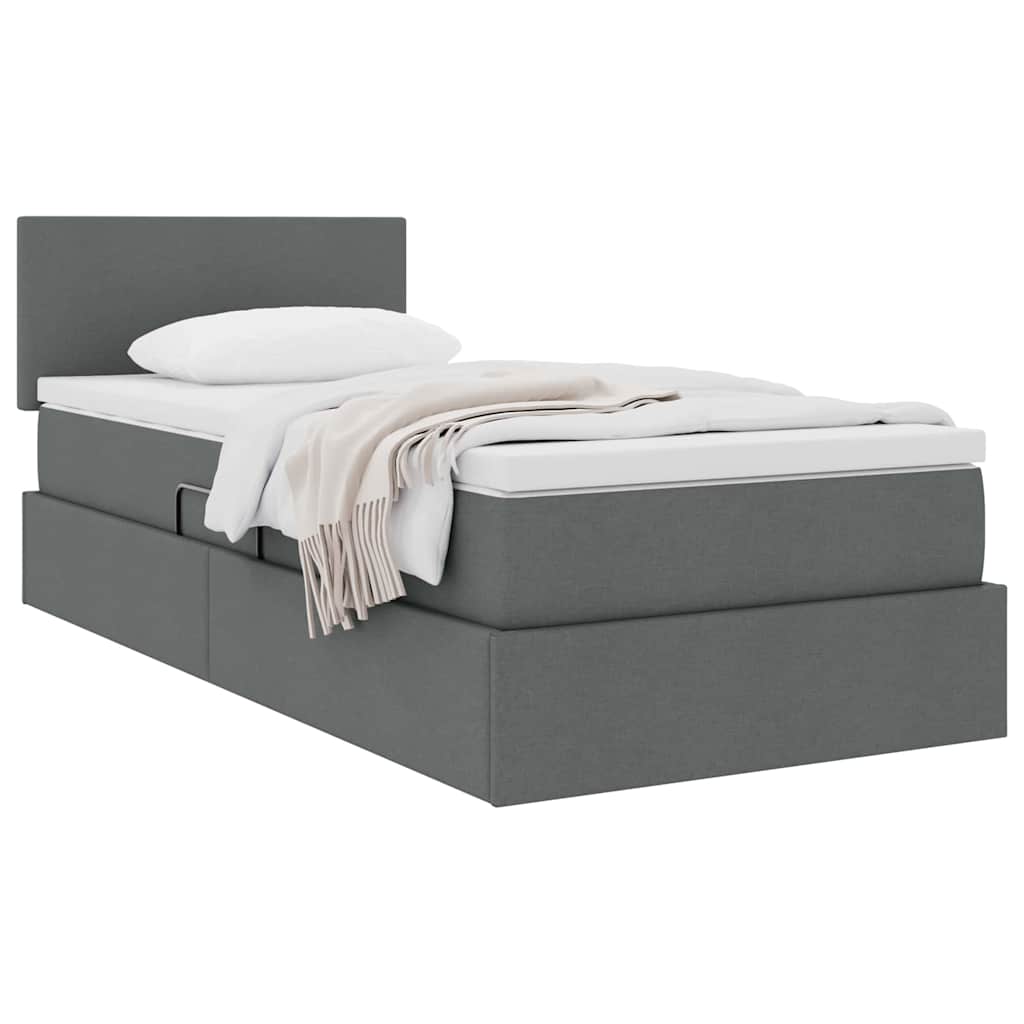 Lit avec rangement et matelas gris foncé 90 x 200 cm en velours - 3
