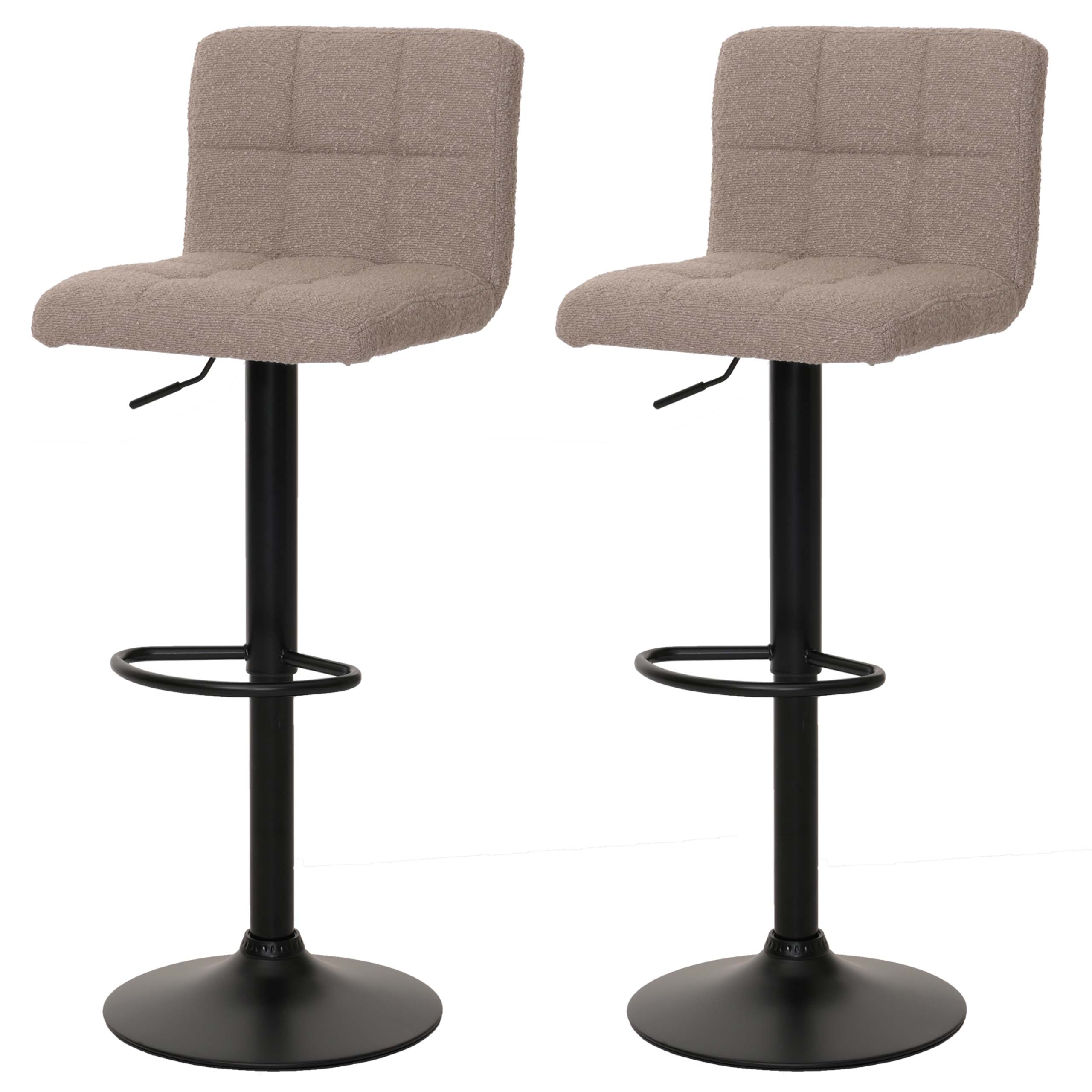 Zestaw 2 stołków barowych HWC-G87, stołek barowy, obrotowy z regulacją wysokości, tkanina Boucle (450g/m²) MVG ~ taupe