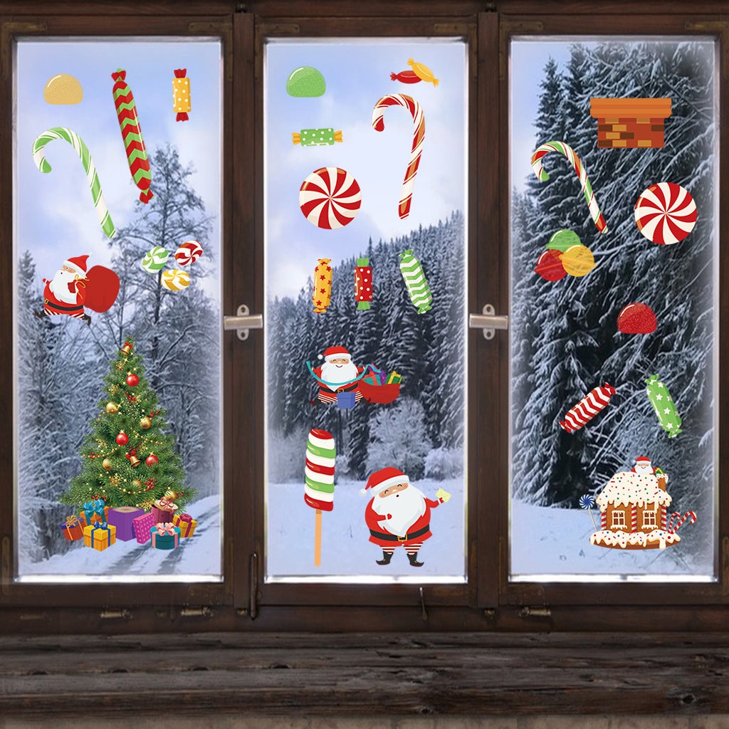 Autocollants De Fenêtre électrostatiques Noël - Boules Et Flocons De Neige - Repositionnables Sans Colle - Lot De 2 - PVC Haute Qualité