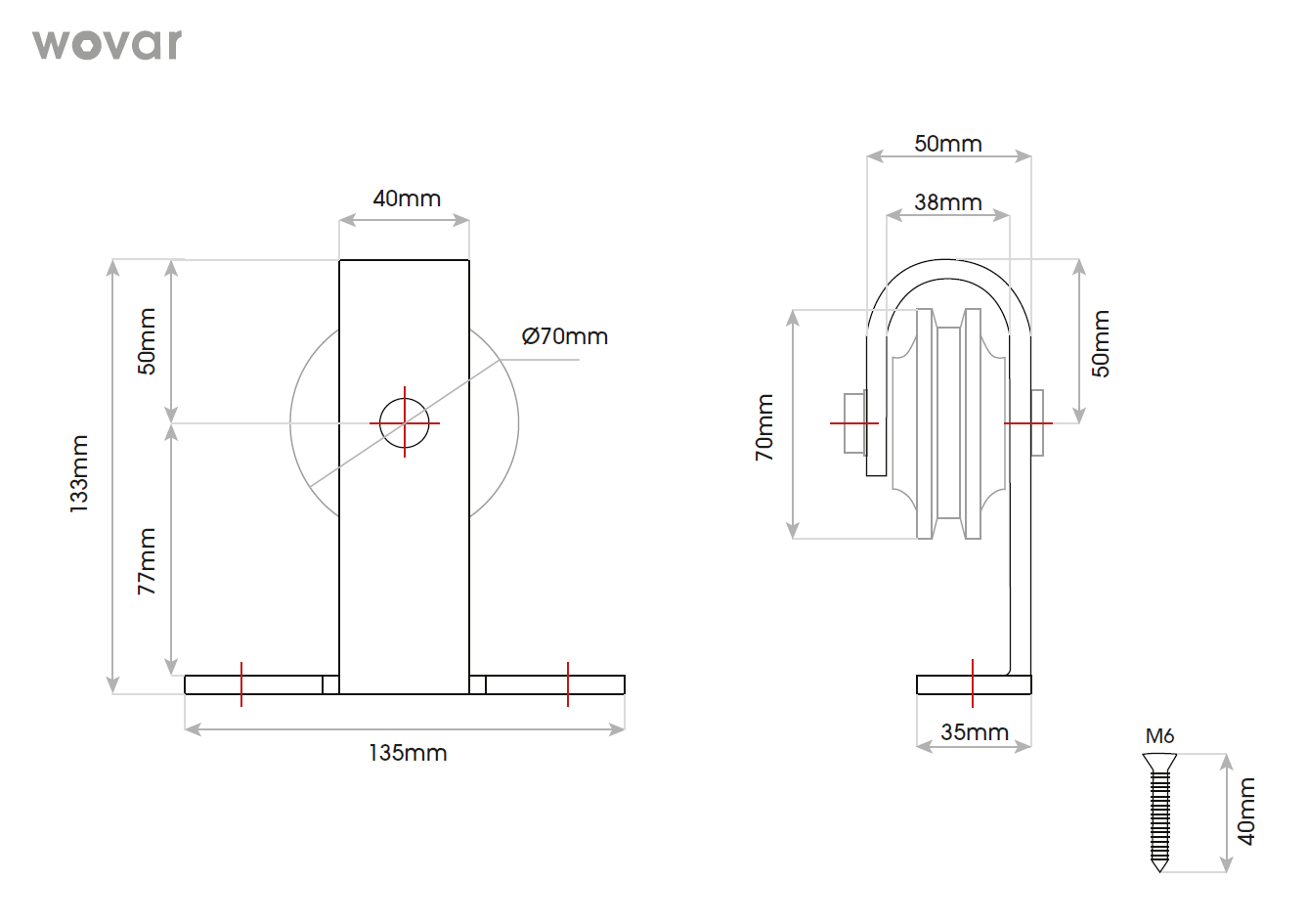 Sistema negro de puertas correderas - Modelo en T 200 cm - Por set - 5