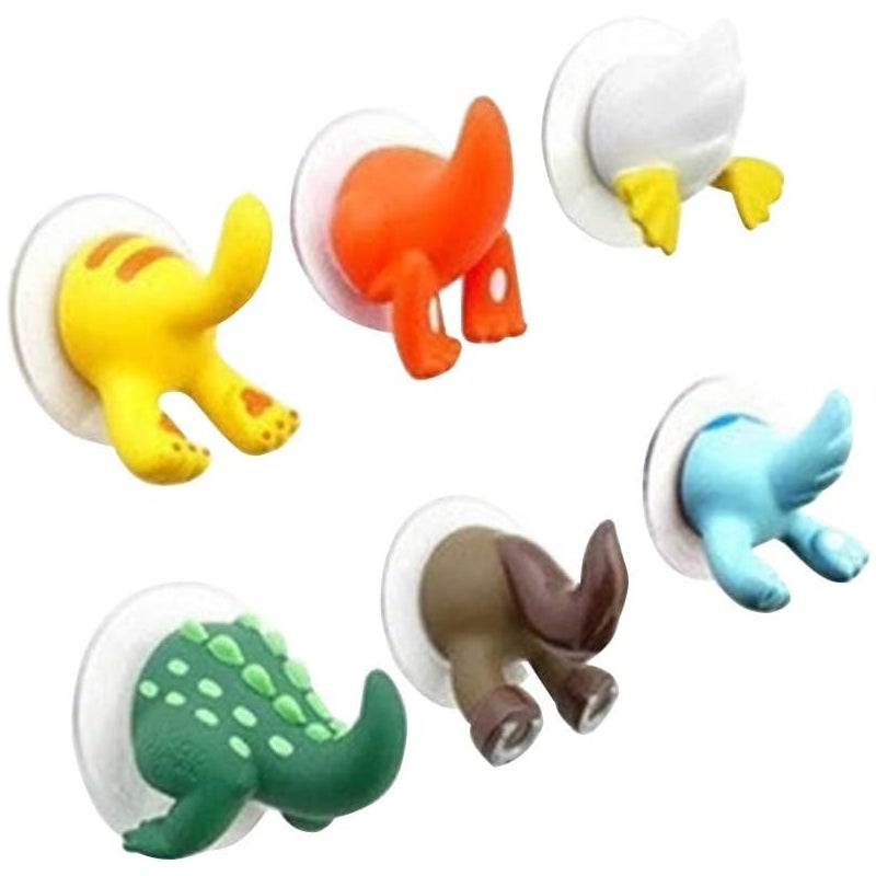 6 szt. Przyssawki do łazienki z motywem zwierząt z kreskówek, wieszaki na przyssawki do kuchni i łazienki (losowy kolor)