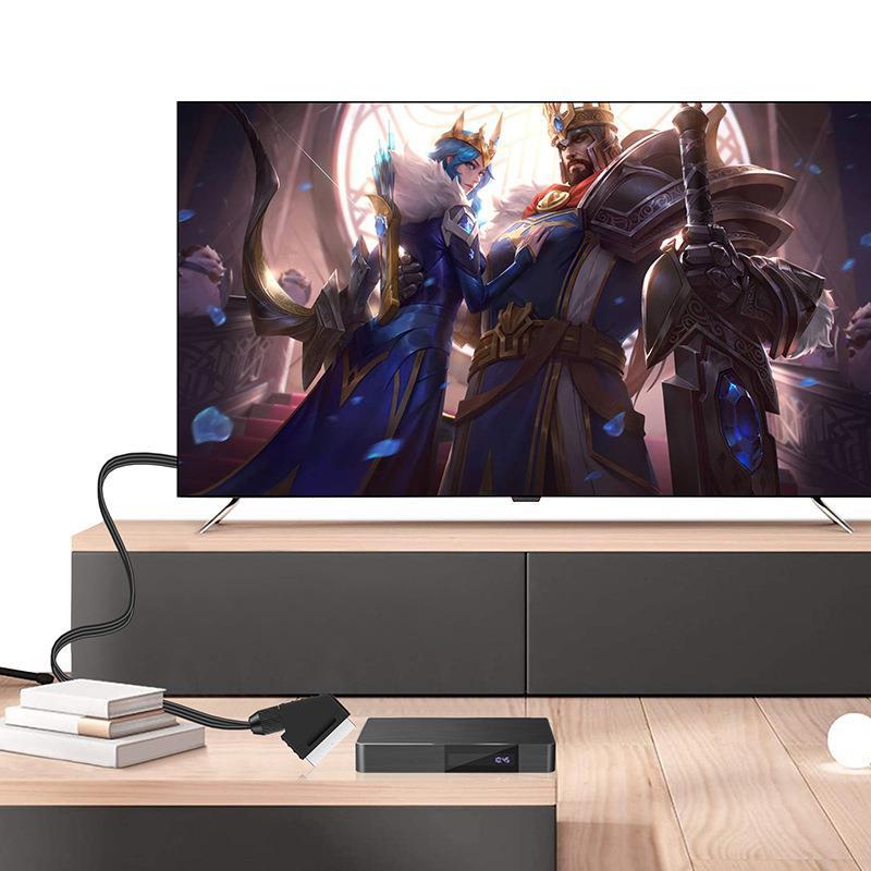 Convertisseur Péritel vers HDMI avec câble HDMI - Pour Full HD TV 720P/1080P - Audio Vidéo pour Lecteur DVD Sky Blu-Ray STB VHS Xbox PS3 - 2