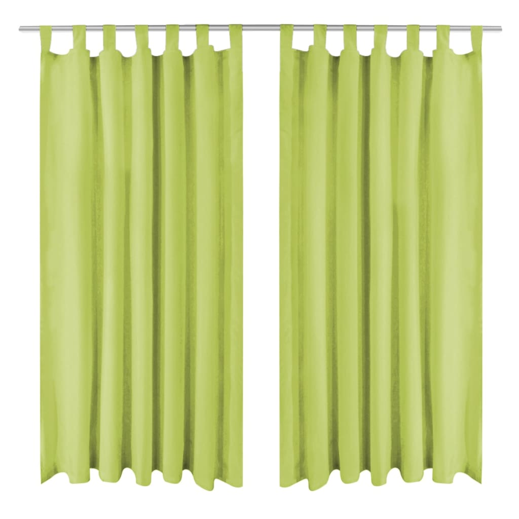 Maison exclusive - cortinas de micro-raso con bucles 2 unidades 140x225 cm verde