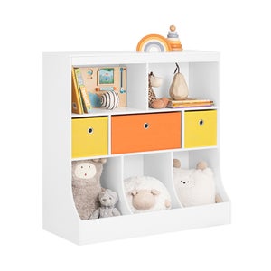 Armario Infantil Modular Con Animales - 8 Compartimentos, Blanco, 145x109x37 Cm, Fácil De Montar