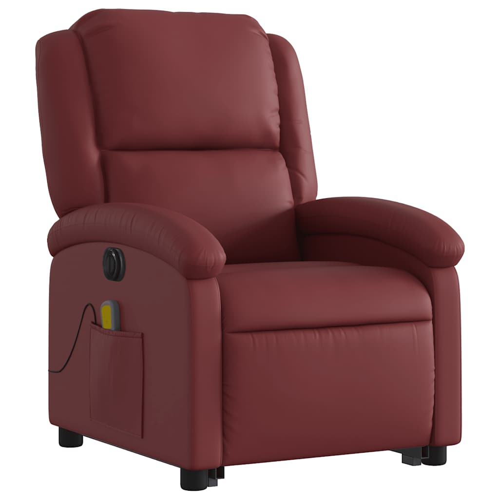 Fauteuil inclinable de massage électrique rouge bordeaux pour le salon - 4