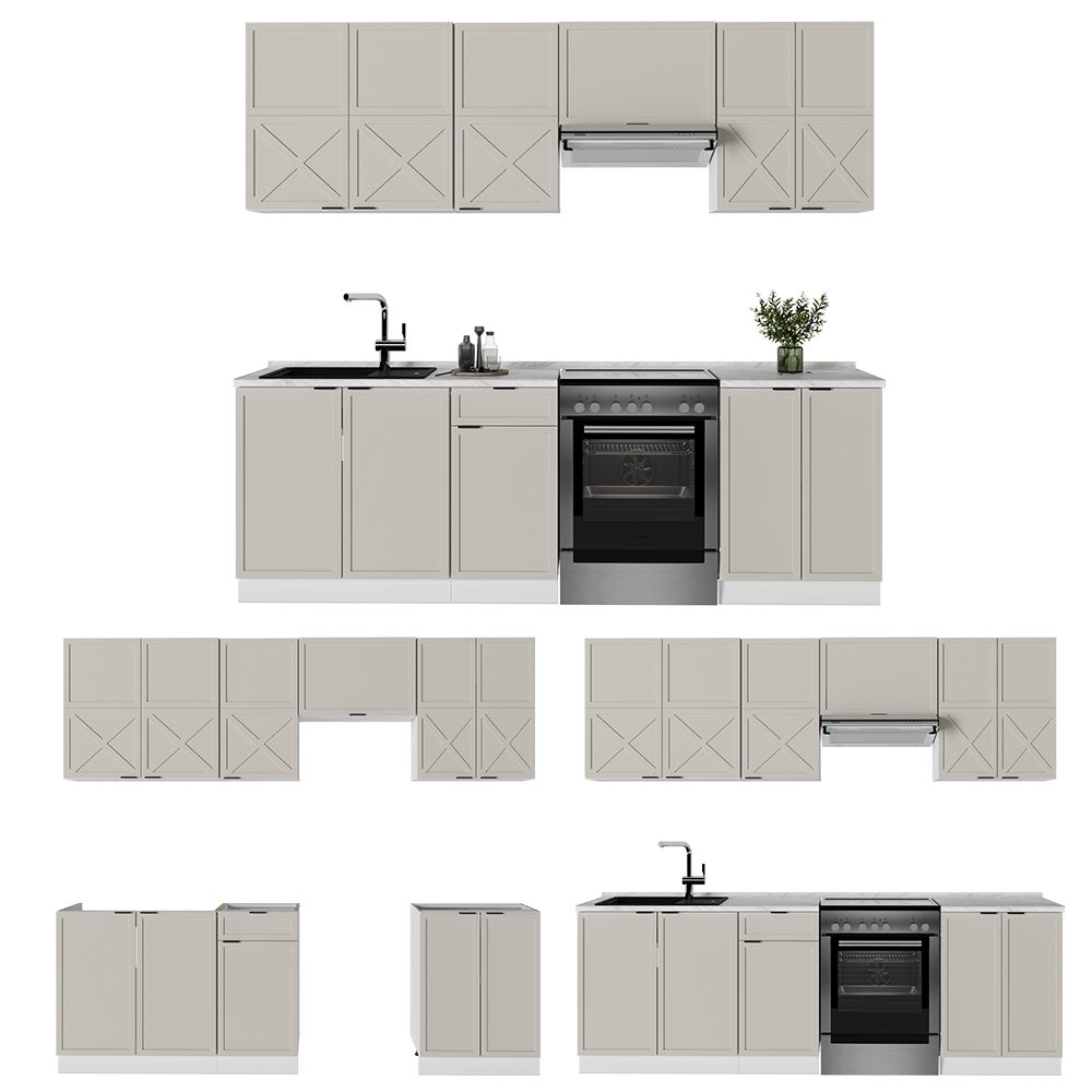 Vicco Cuisine Fame-Line, GrisBeige/Blanc, 240cm sans PT - 8