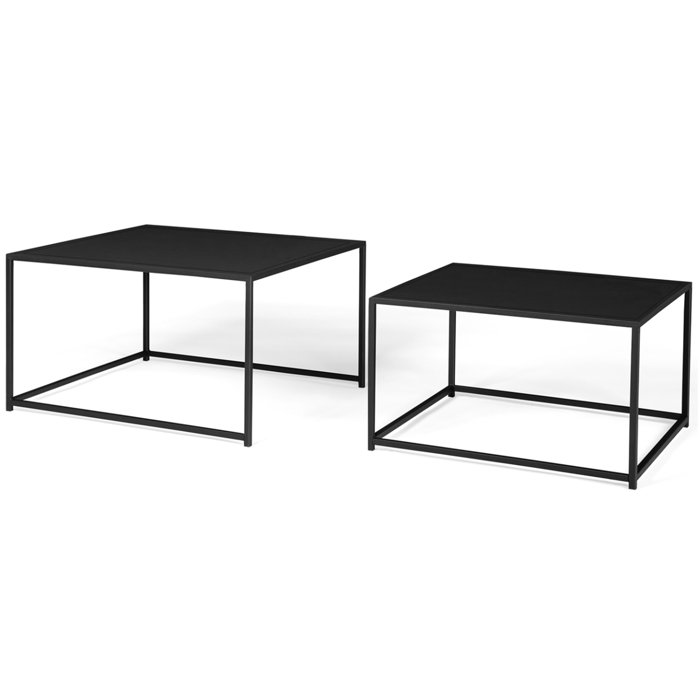 Lot de 2 tables basses gigognes DAVIS 60/70 en métal noir mat design industriel - 5