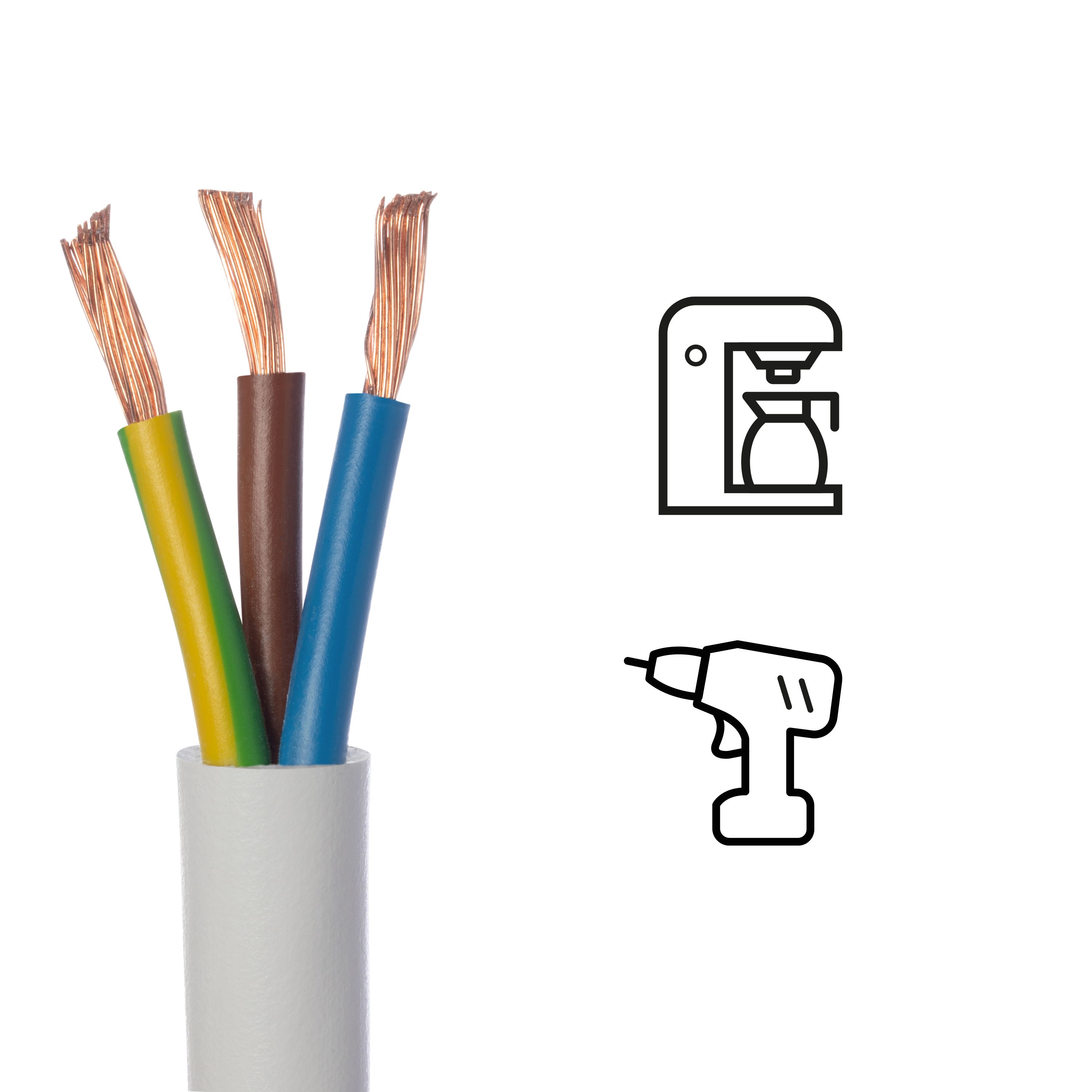Cabo elétrico 3G1.5 mm² H05VVF C. 15m branco - 3