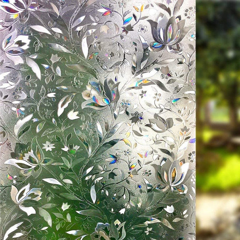 Folia dekoracyjna na okno 45x300 cm - statyczna - orchidea 3D - ochrona UV - antyrefleksyjna - folia samoprzylepna bez kleju do okien i łazienek