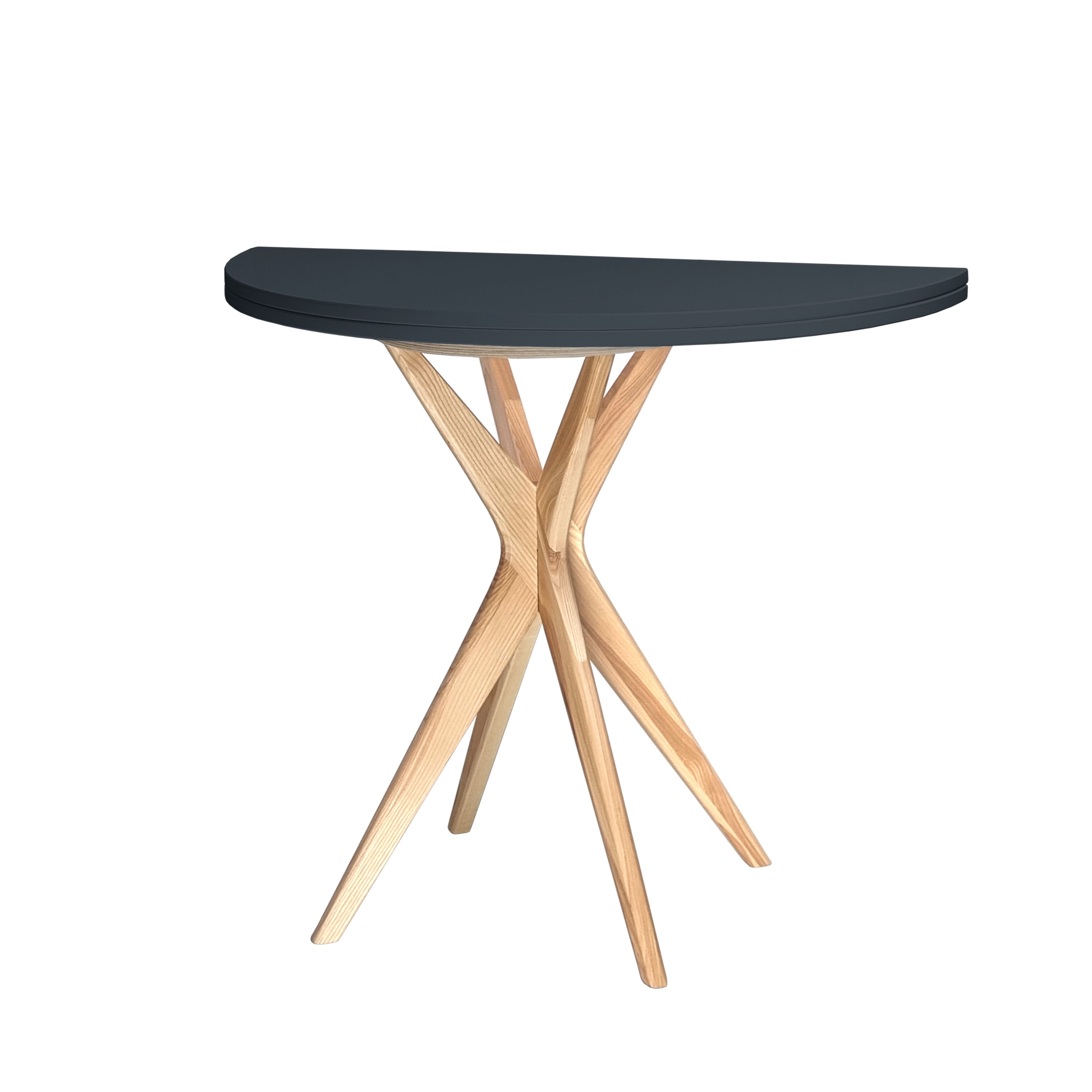 Petite table demi lune, console extensible 100 x 45 Jubi, Graphite ...