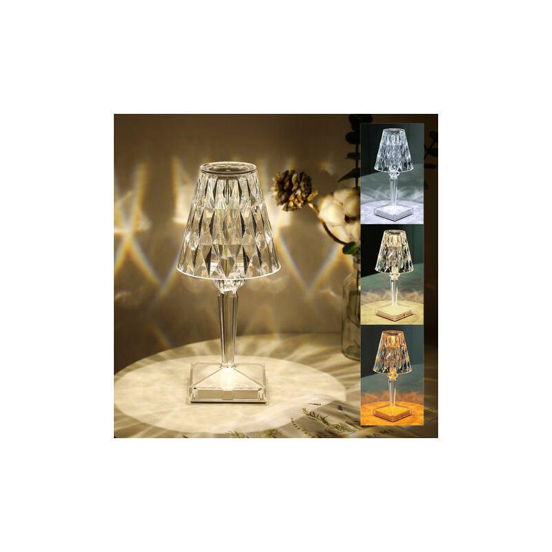 Lampe de table en cristal diamant, veilleuse d'ambiance, température/luminosité réglable, chargement USB - 2