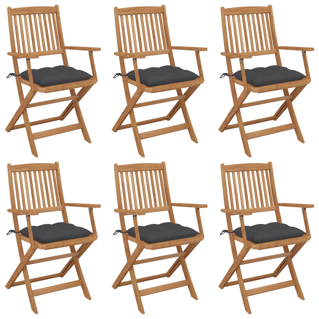 Lot de 6 Chaises pliables de jardin | Siège de Terrasse | Chaise d'extérieur avec coussins Bois d'acacia CFW600914 - 2