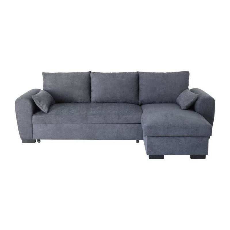 Sofá esquinero convertible reversible max chaise longue con arcón tela gris oscuro 240 x 143 x 85 cm
