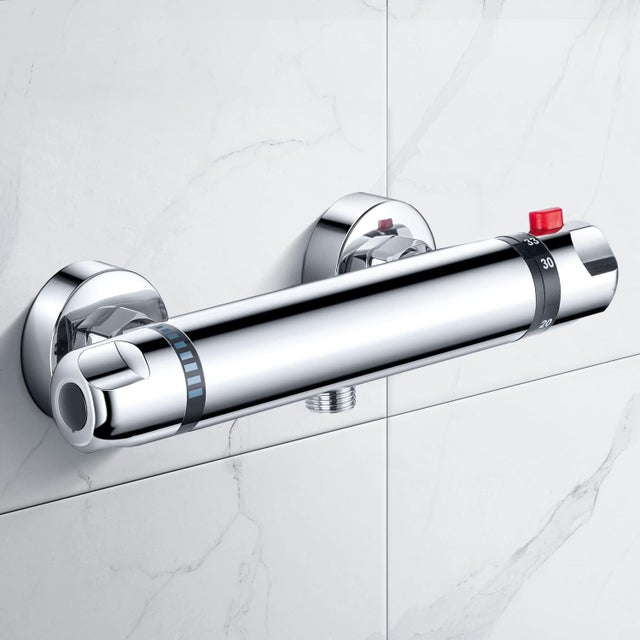 Mitigeur thermostatique de douche, mitigeur de bain avec bouton de sécurité 38°C,mitigeur avec bouton antidérapant