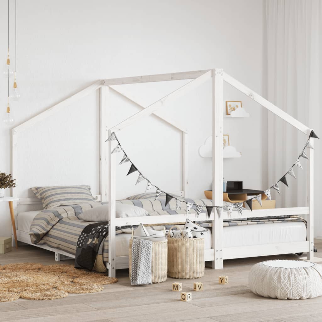 vidaXL Cadre de lit d'enfant avec un tiroir Blanc Pin massif 70x140 cm