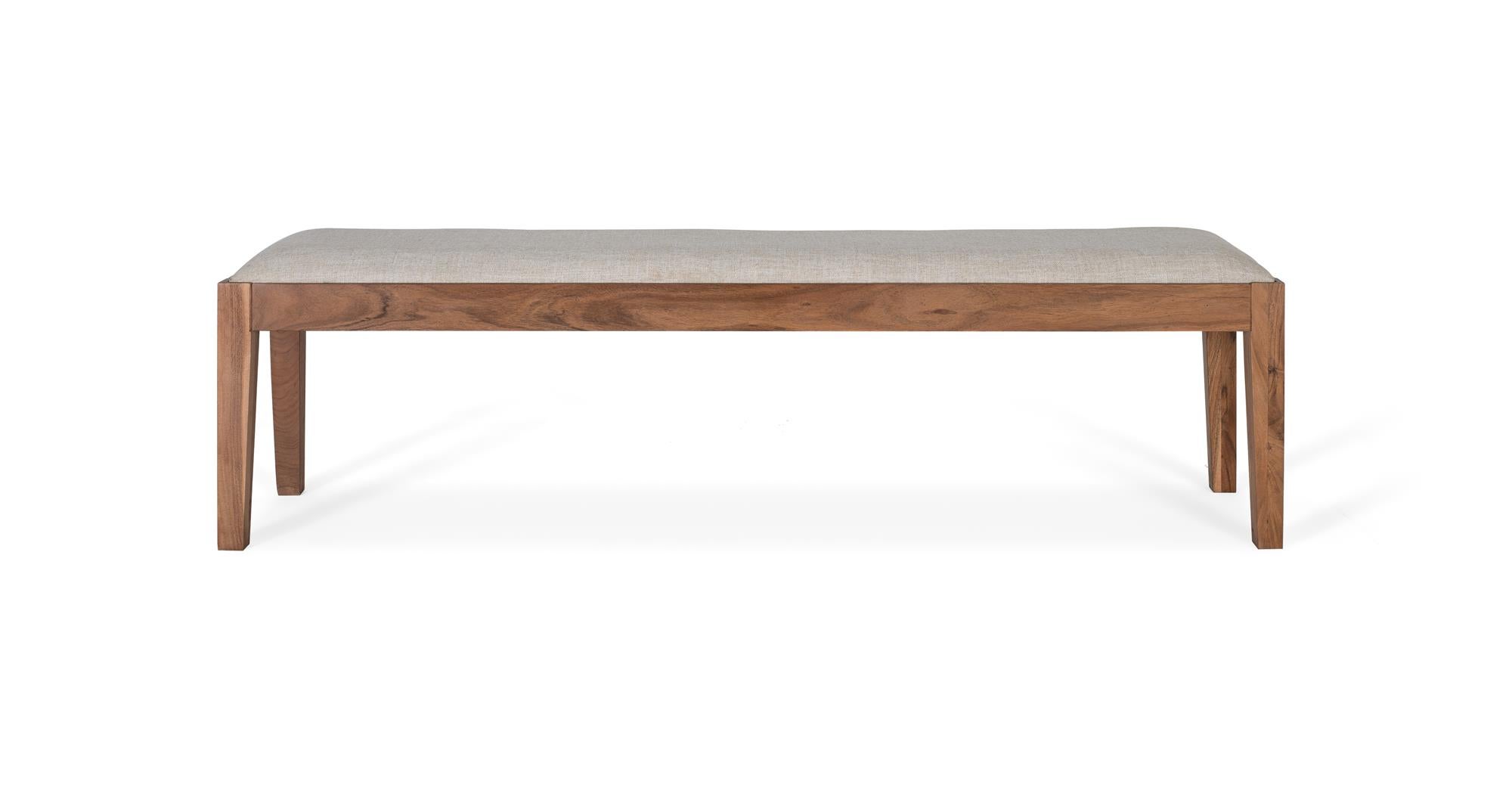 Banc en bois d'acacia masyw recuvert de tissu