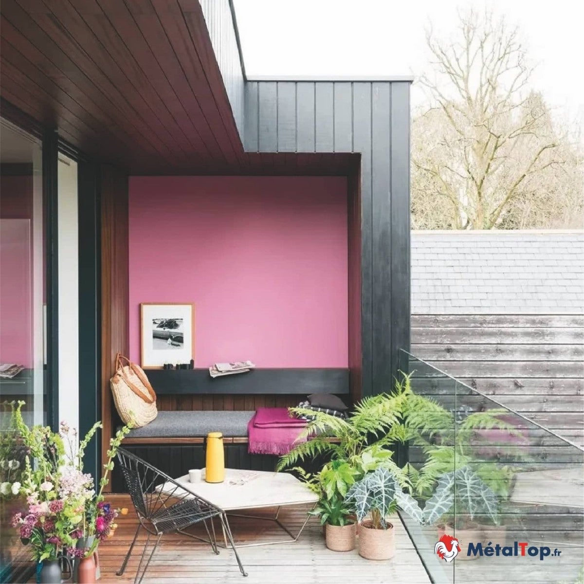 Peinture Batiment - Metaltop - Rouge rubis - RAL 3003 - Pot 5L - 7