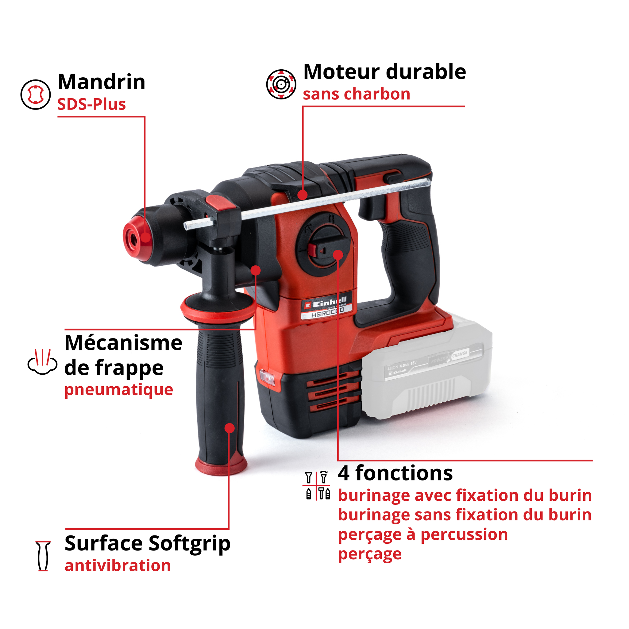 Wiertarko-wkrętarka udarowa akumulatorowa Einhell Professional HEROCCO Solo PXC (18 V, 2,2 J) Dostarczana bez akumulatora i ładowarki - 2