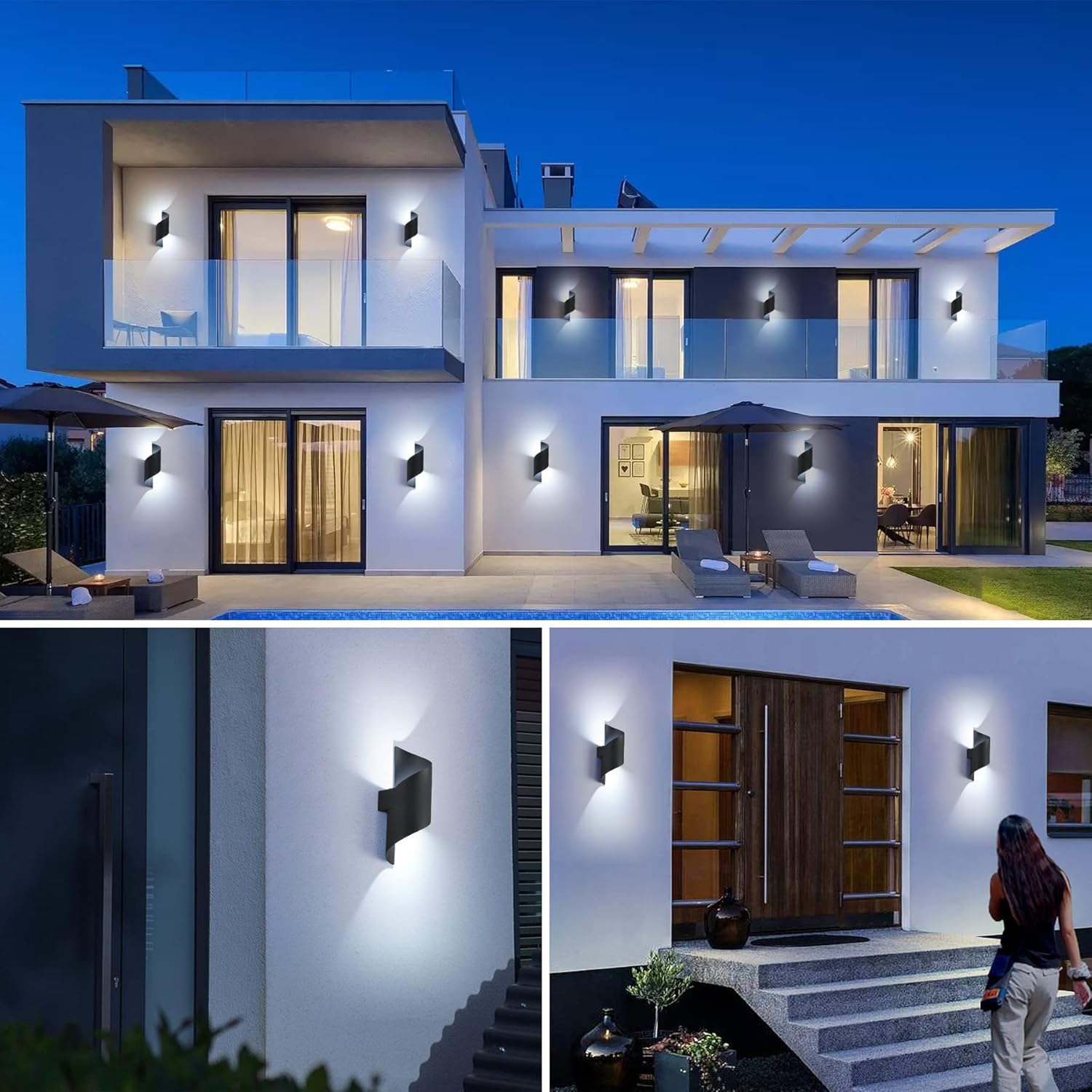 Zewnętrzna lampa ścienna LED 12 W, ciepłe światło 3000 K, spiralny kształt, wodoodporność IP65, kolor biały - 8