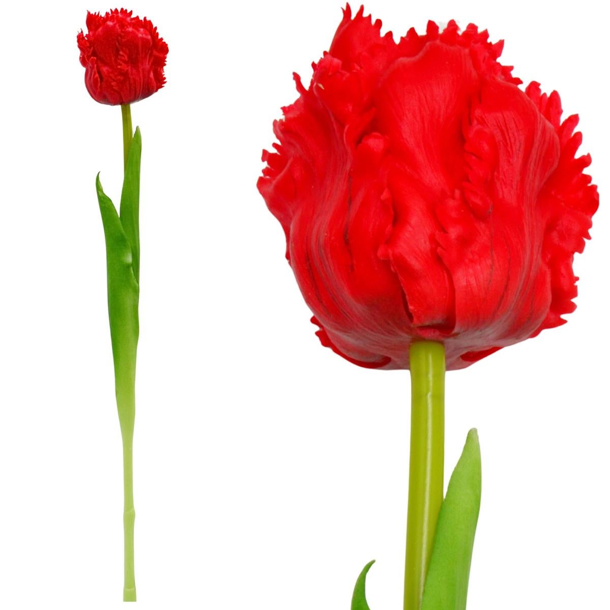 Sztuczny tulipan czerwony 38 cm - kwiat dekoracyjny do wazonu, pojedynczy
