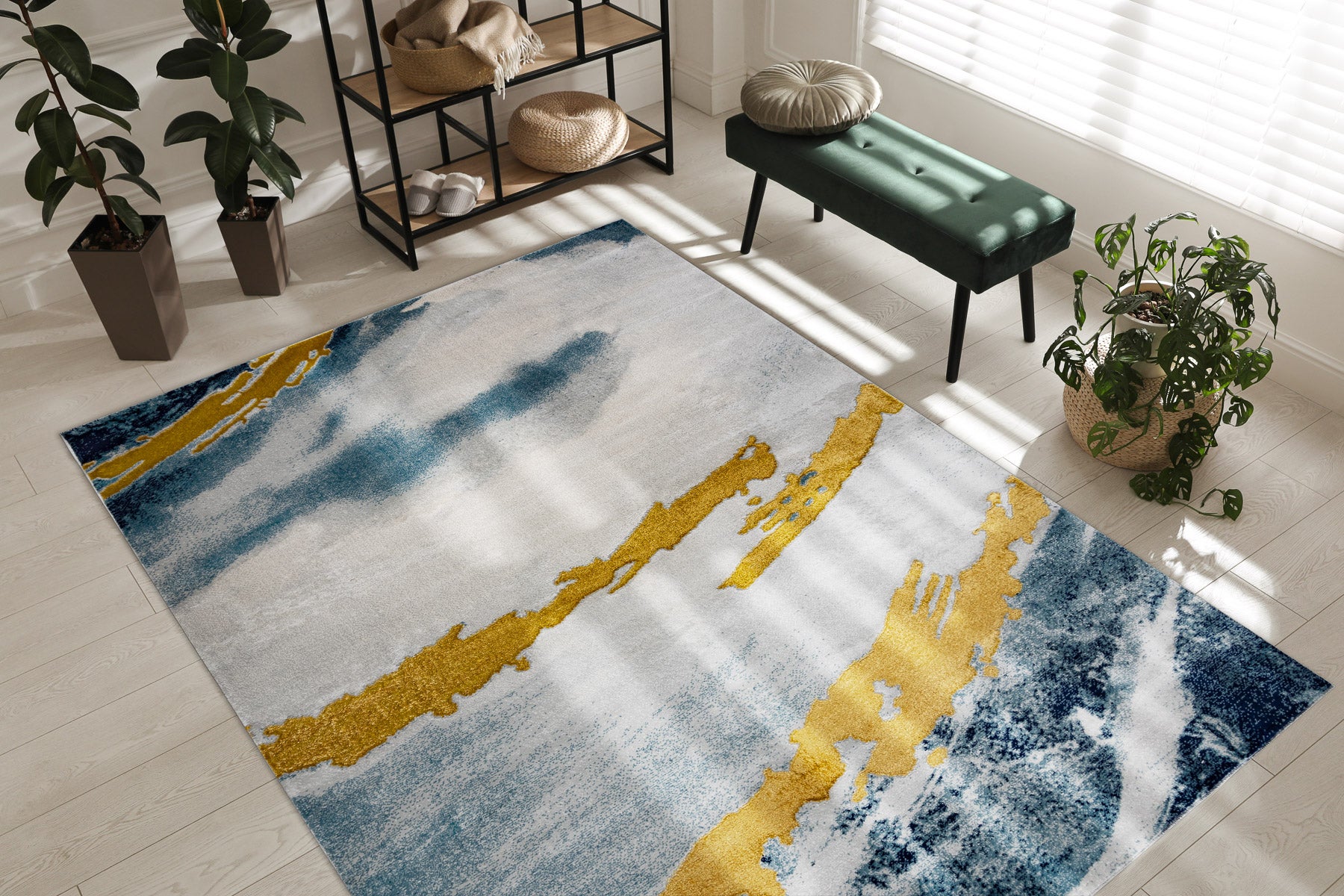 Dywan EMERALD ekskluzywny 1023 glamour, stylowy abstrakcja niebieski / złoty 240x330 cm - 5