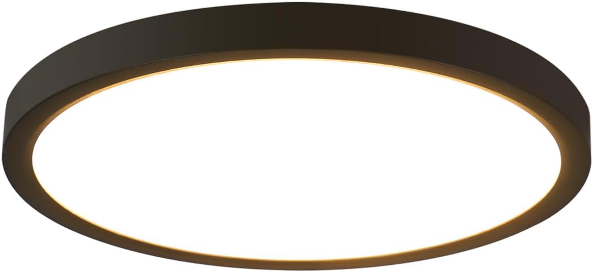 NETTLIFE Lámpara de Techo LED Lámpara Plana Lámpara Redonda Negra de 15W Lámpara de Baño IP44 Lámpara Blanca Cálida Diámetro 18cm para Dormitorio - 8