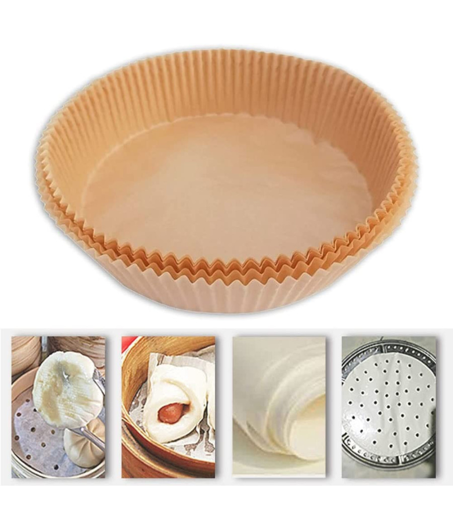 Trade Shop - Carta Rotonda Pergamena Per Assorbe Olio Frittura Forno Friggitrice 16cm X 4,5cm - - 2
