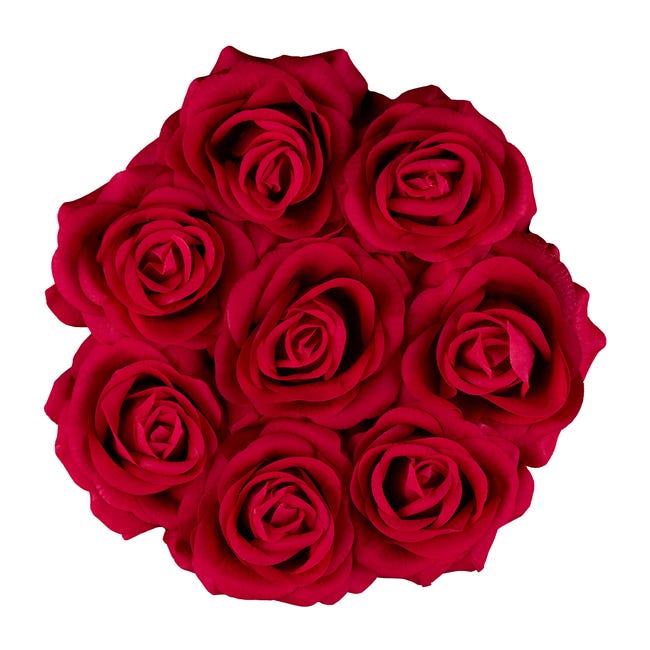 Bouquet Di Rose Finte In Scatola Nera Relaxdays, 9 Fiori Lilla In Stoffa, Decorazione Elegante, 18x18x18 Cm