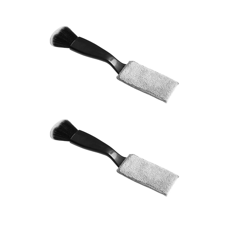 Szczotki dwugłowicowe 2 w 1 do czyszczenia samochodu, szczotki do detali wewnętrznych, szczotka do kurzu do kratki wentylacyjnej samochodu, 2 sztuki