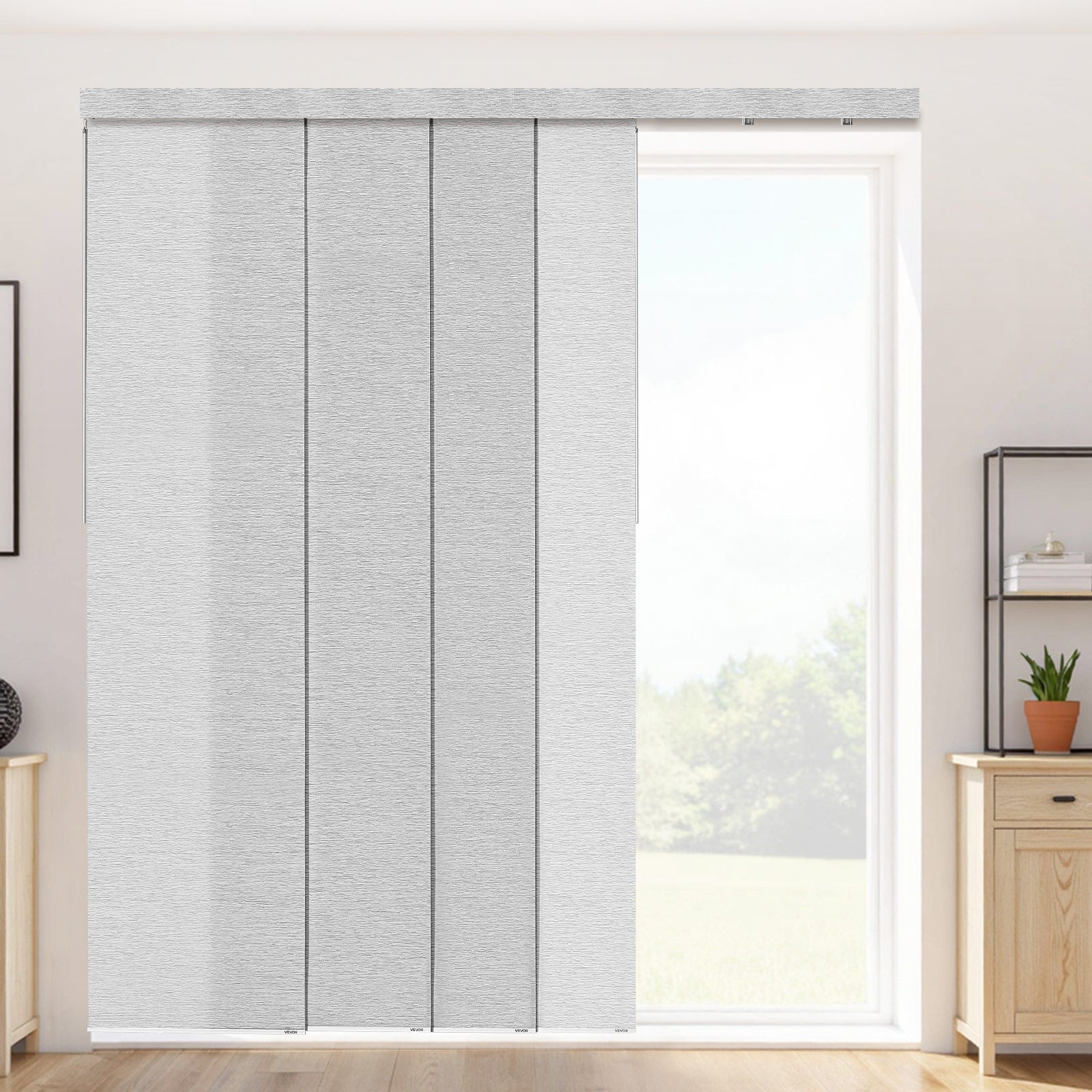 Tenda a Pannelli su Binario Estensibile VEVOR 116–218 cm, Pannello Giapponese Verticale Fino a 243 cm, Grigio - 8