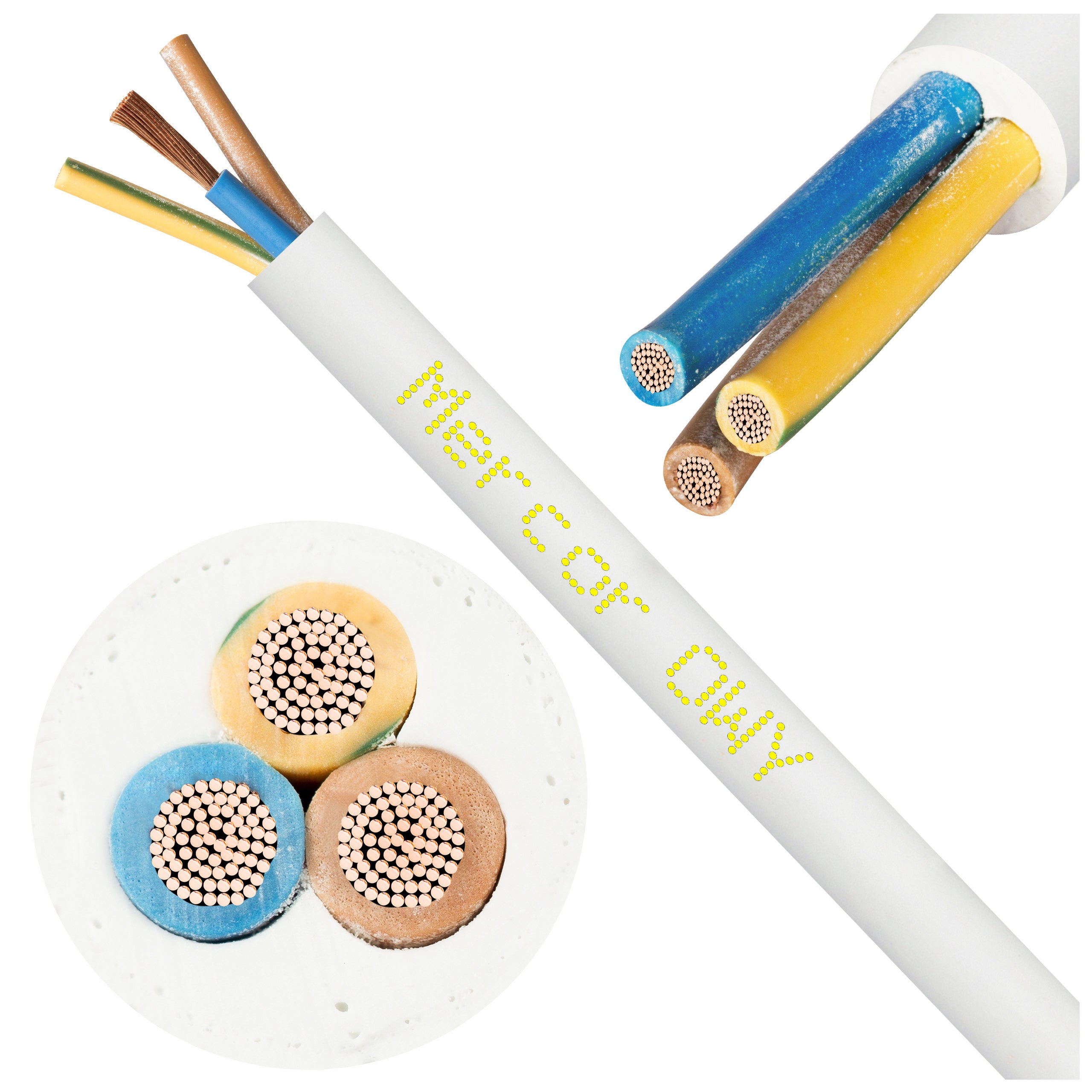 Kabel warsztatowy OWY / H05VV-F 3x2,5mm2 biały 300/500V giętki linka Mercor 500m