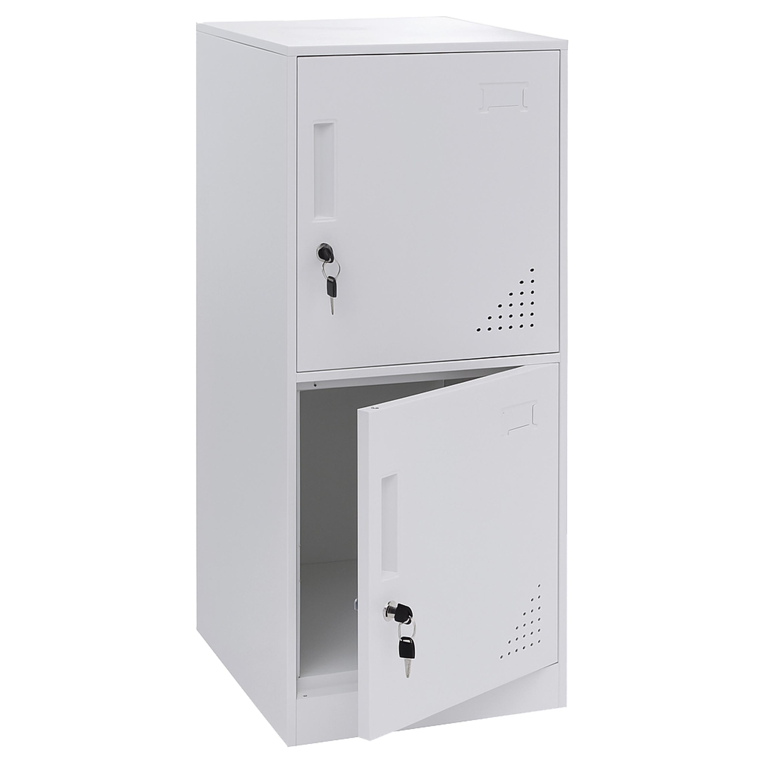 Szafka HWC-P63, szafka na przedmioty wartościowe, szafka z 2 drzwiami, 90 x 38 x 45 cm, stal ~ biała