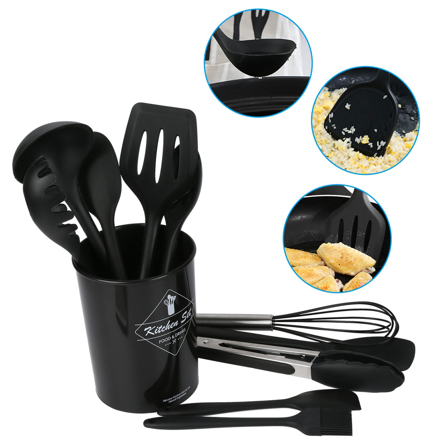 Kit Ustensiles Cuisine Camping Avon – 14 Pièces – Bleu – Neuf