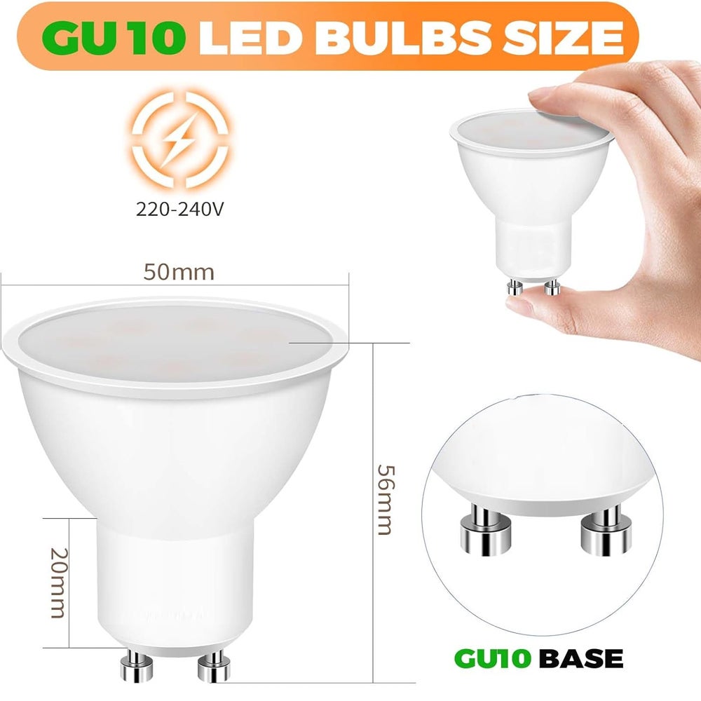 Lot de 12 ampoules LED GU10, équivalent 5 W, 3&nbsp;000 K, 400 lm, angle d'éclairage de 120 °, AC 220-240 V, non dimmable, lumière blanche chaude - 3