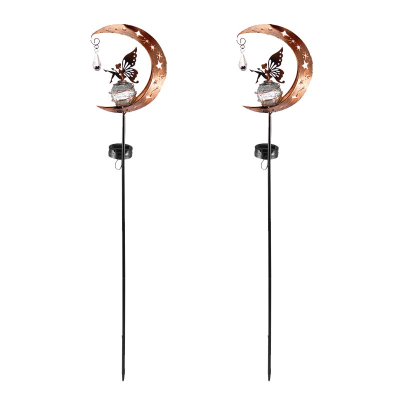 Zewnętrzne lampki dekoracyjne do ogrodu, 2 sztuki, solarne lampki ogrodowe w kształcie księżycowego kwiatu, ciepłe światło