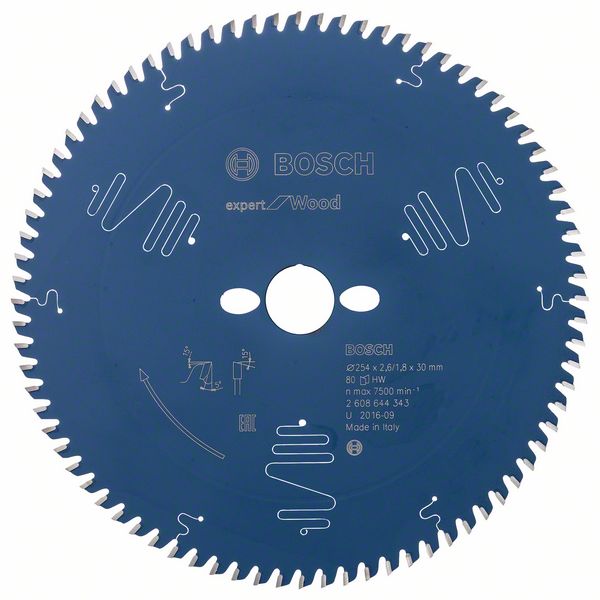 Bosch 2608644343 - Lame de Scie Circulaire Expert pour Wood, 254 x 30 x 2,6 mm, 80D - 7