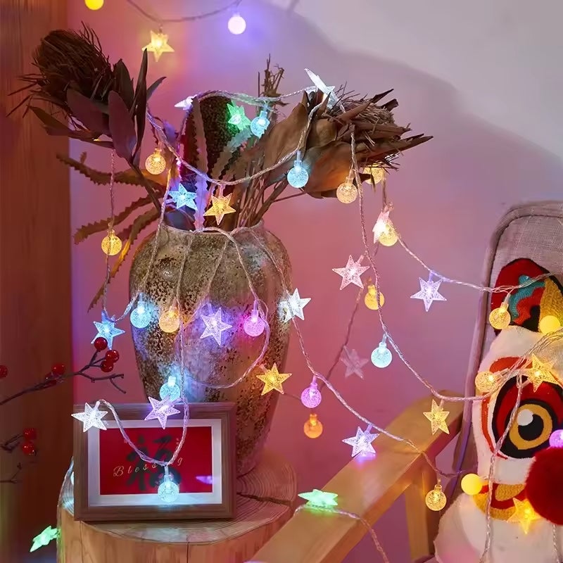 Catena luminosa a forma di stella solare da 22 m, 200 LED - Sfere luminose colorate per Natale/compleanni, interni/esterni - 2