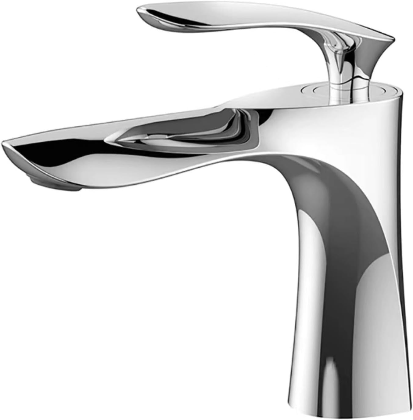 Bateria łazienkowa - Jednootworowa, ciepła i zimna woda - Do łazienek, toalet itp. - Niski profil, srebrna, 1 zestaw, otwór montażowy 35 mm.